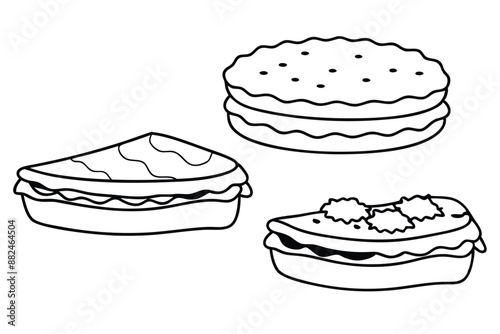 Moussaka Line Art Creative Illustration Greek Dish Design photo