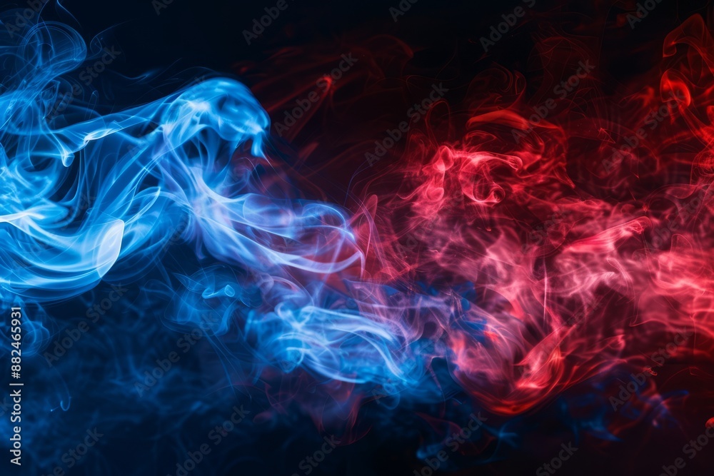 Obraz premium Isolated red and blue smoke on the background.
