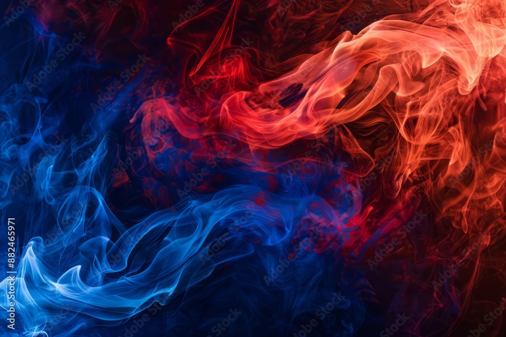 Isolated red and blue smoke on the background. Isolated red and blue smoke on the background.
