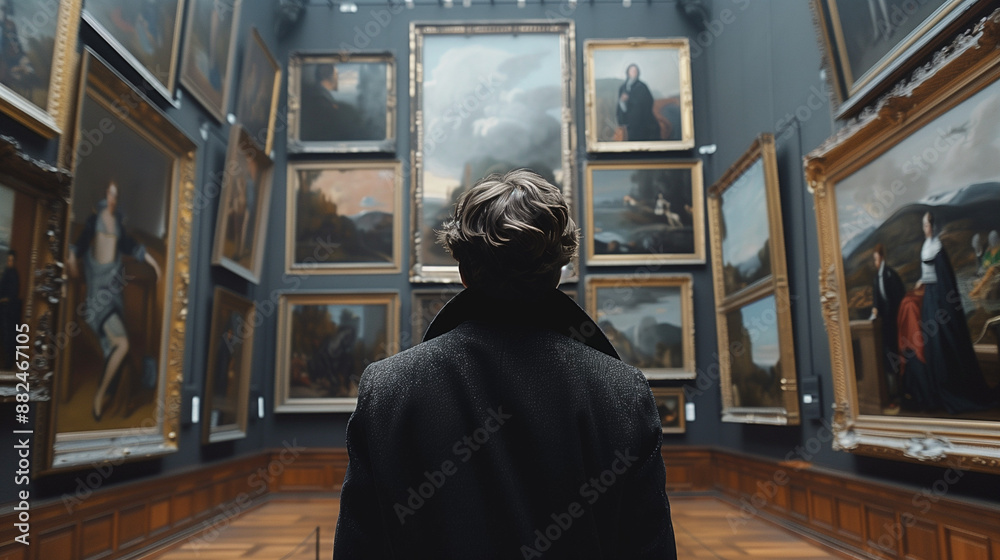 Naklejka premium Person at the exhibition