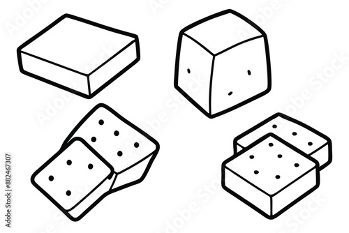 Paneer Line Art Design Illustration Indian Cheese Drawing