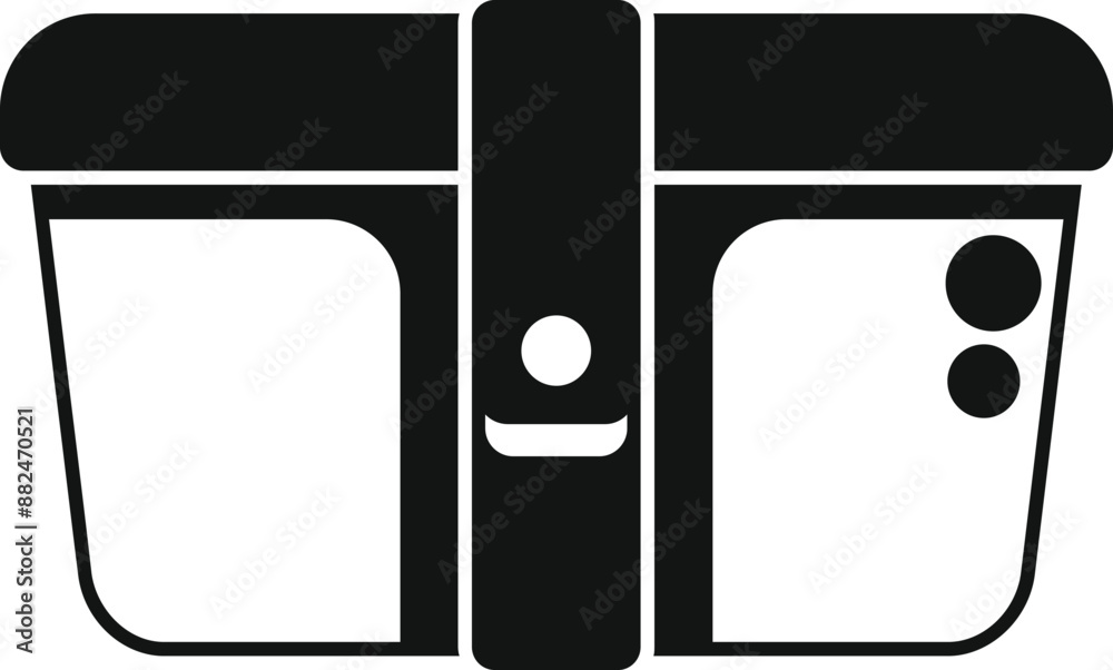 Black and white icon of a lunchbox, perfect for representing packed lunches, school meals, or healthy eating Black and white icon of a lunchbox, perfect for representing packed lunches, school meals, or healthy eating