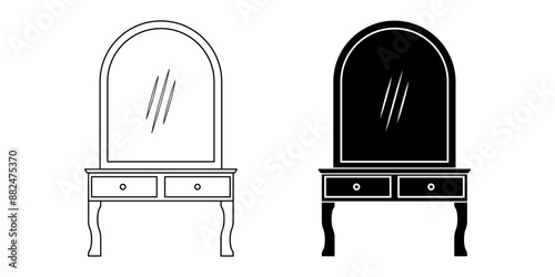 dressing table icon set isolated on white background