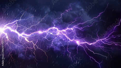 A powerful lightning bolt illuminates the darkness of the sky, highlighting its intensity and power