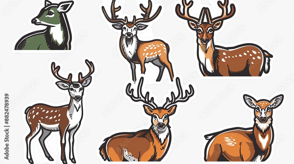 Graffiti stickers collection, isolated cartoon deer, white background, vector graphics in clip art style, generated AI Graffiti stickers collection, isolated cartoon deer, white background, vector graphics in clip art style, generated AI