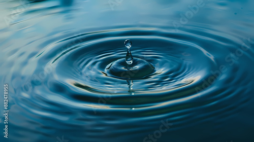 Water drop falling into calm water