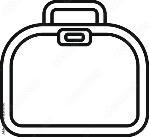 Simple black line icon of a lunch bag, perfect for designs related to food, work, or school