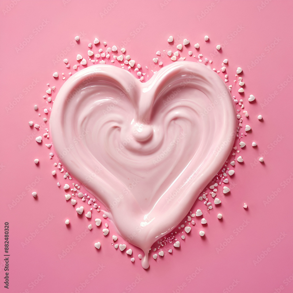 Pink cream swirled into heart shape Pink cream swirled into heart shape