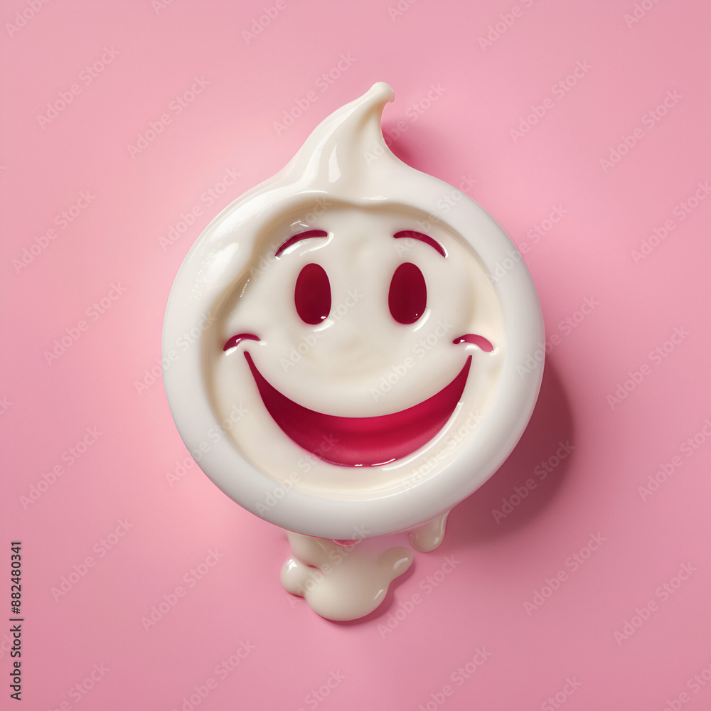 A yogurt cup with a happy face A yogurt cup with a happy face