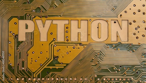 Python Programming Language on Circuit Board Background photo