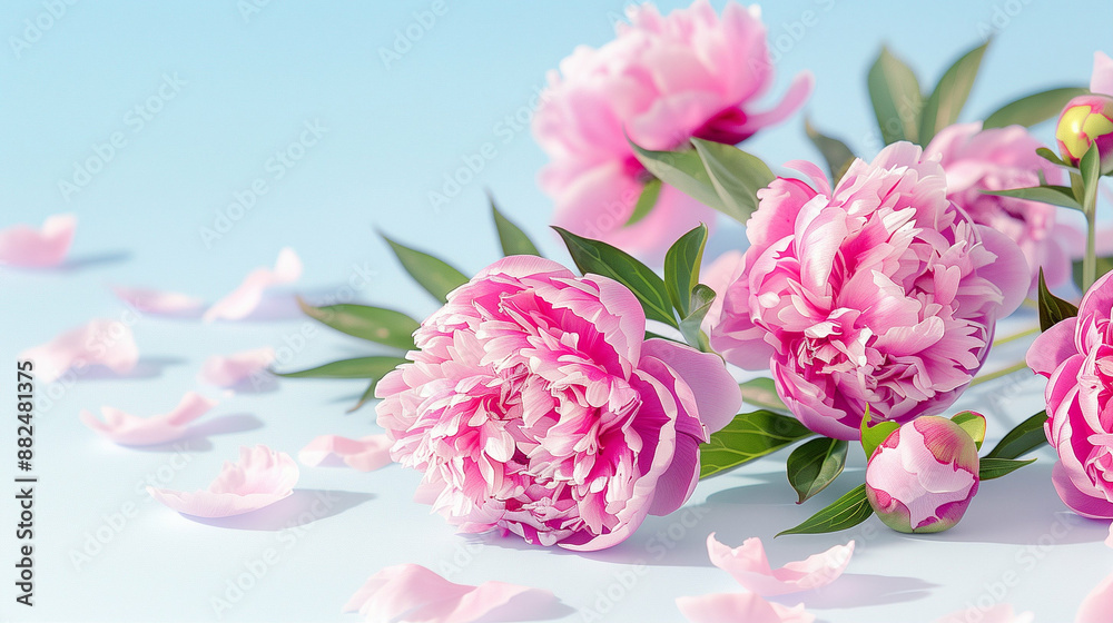Beautiful Blooming Pink Peonies. Fresh Petals in Full Blossom Beautiful Blooming Pink Peonies. Fresh Petals in Full Blossom