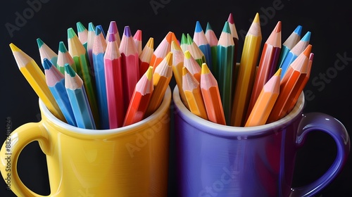 Colored Pencils in Cups
 photo