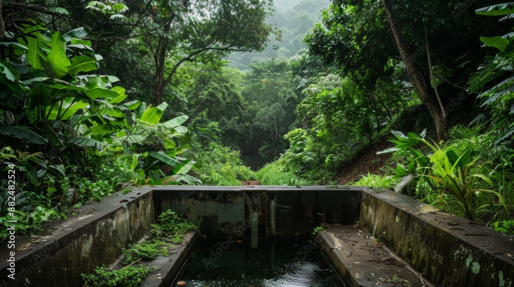 a water dam in a tropical rainforest a water dam in a tropical rainforest