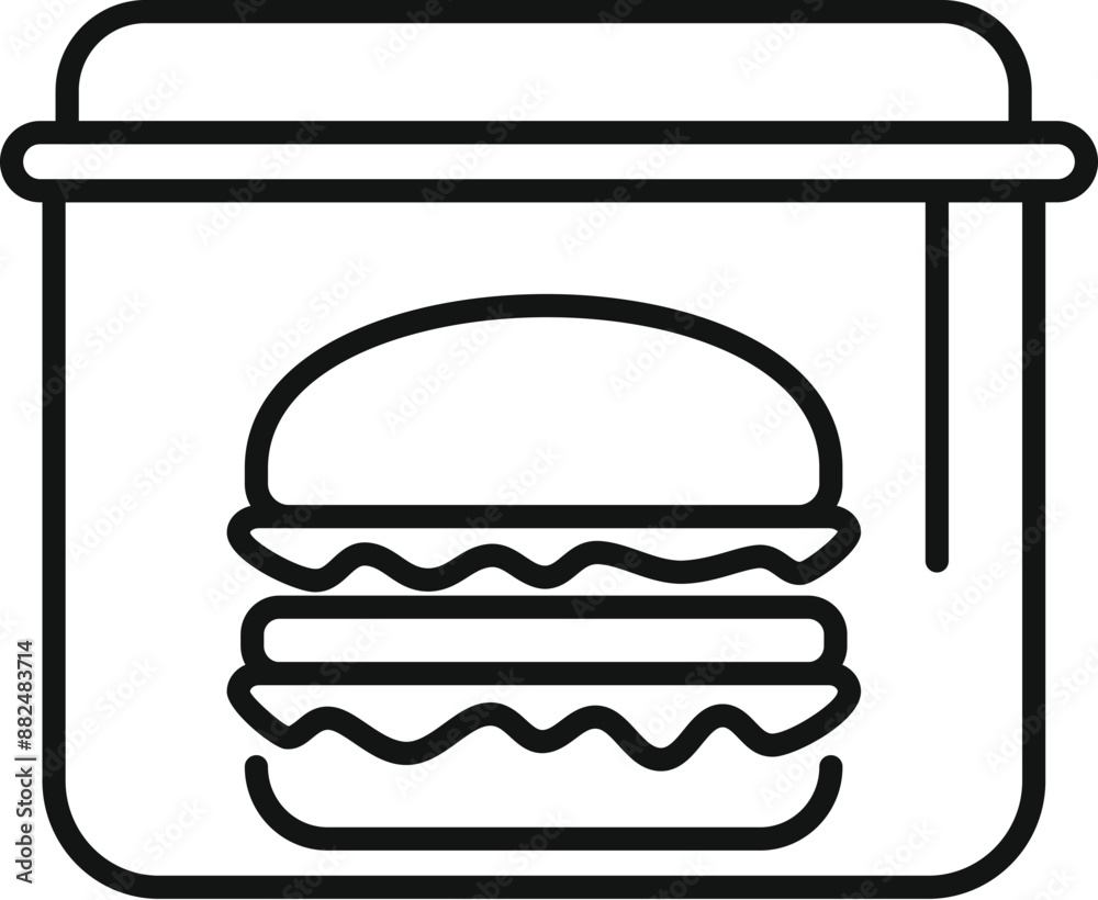 Lunchbox containing a burger, perfect for keeping food fresh and ready to eat Lunchbox containing a burger, perfect for keeping food fresh and ready to eat