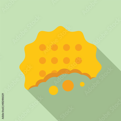 Delicious round cracker crumbling creating crumbs flat design icon