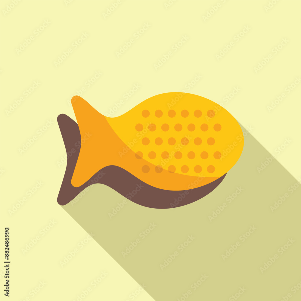 Simple vector illustration of a fish shaped cracker casting a long shadow, perfect for projects related to food, snacks, or childhood treats Simple vector illustration of a fish shaped cracker casting a long shadow, perfect for projects related to food, snacks, or childhood treats
