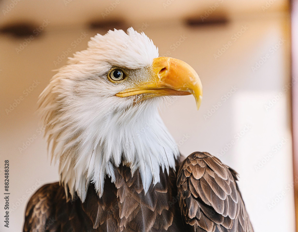 Obraz premium A majestic bald eagle gazes intently