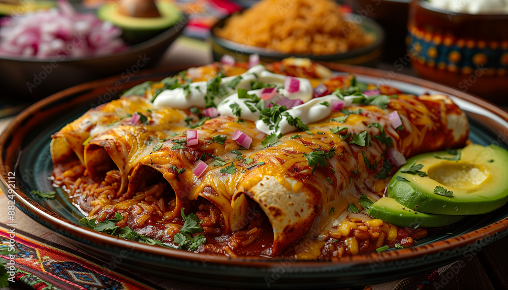 A Mexican enchiladas drench A Mexican enchiladas drench