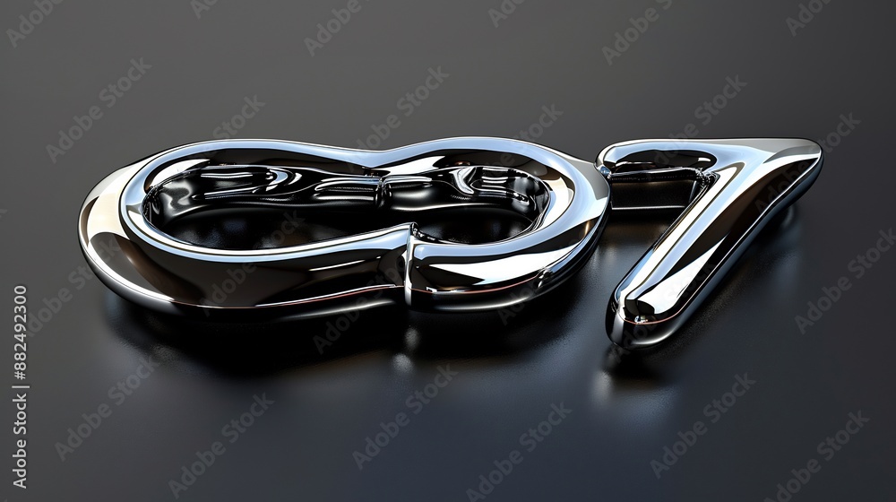 Chrome Numbers 8 and 7 on Black Background Chrome Numbers 8 and 7 on Black Background