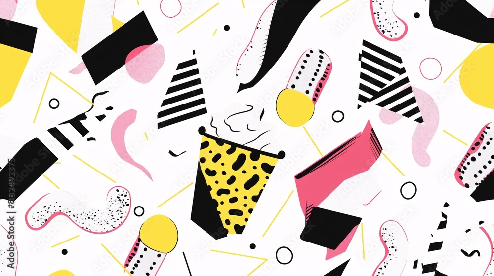 Abstract Geometric Pattern with Yellow, Black and Pink Abstract Geometric Pattern with Yellow, Black and Pink