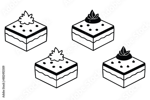 Tres Leches Cake Line Art Hand Drawing Dessert Artwork Design