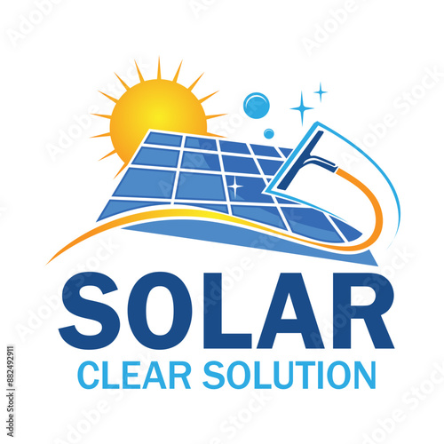 Solar cleaning logo design template. Solar logo suitable for solar cleaning energy business