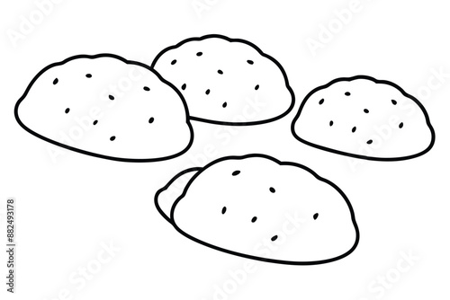 Ugali Line Art Design Monochrome African Dish Illustration