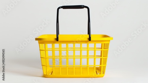 A yellow shopping basket with a black handle stock photo Shopping Basket, Shopping Cart, Basket