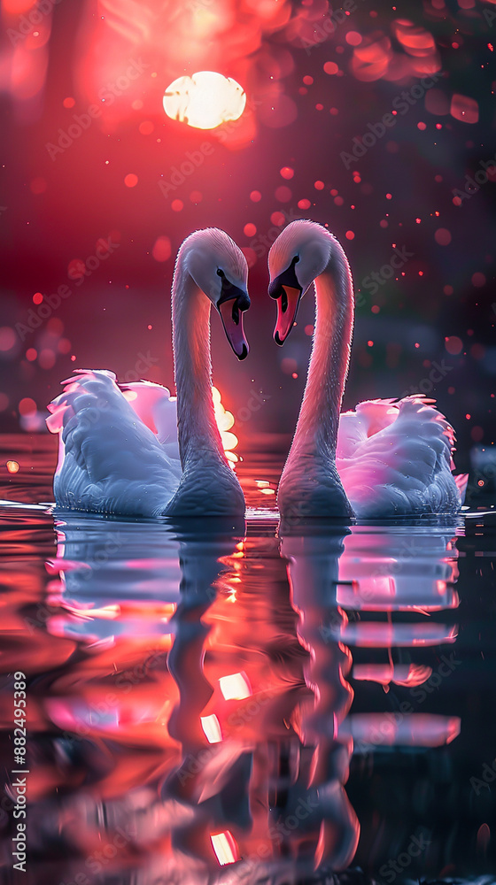 custom made wallpaper toronto digitalMajestic Swans Gliding in Sunset Light - 8K Ultra-realistic Photo of Graceful Birds with Soft Colors | Best Quality Imagery