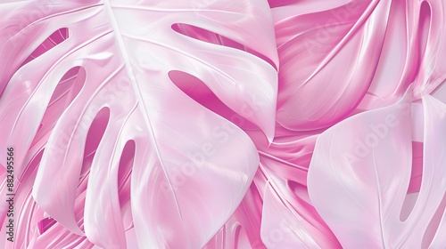 Pink Tropical Leaves Abstract Background