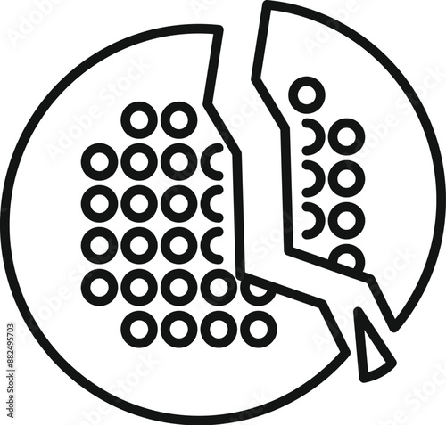 Line icon representing a petri dish splitting, illustrating the concept of cell division in a scientific setting