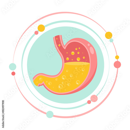 Stomach acid heartburn vector illustration graphic icon