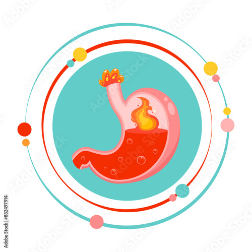 Stomach acid heartburn vector illustration graphic icon