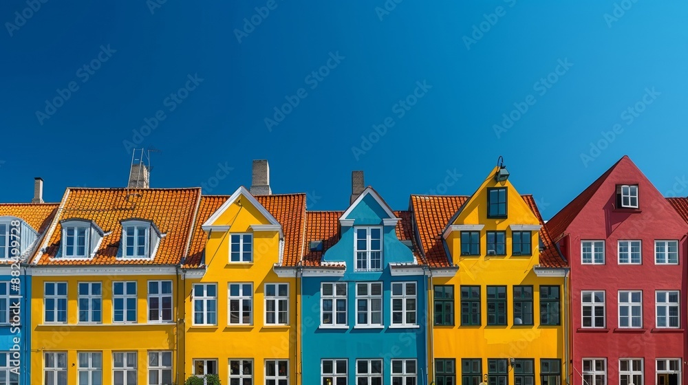 beautiful colorful houses next to a pier and a lake during the day beautiful colorful houses next to a pier and a lake during the day
