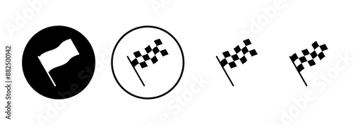 Race flag icon vector isolated on white background. Competition sport flag line vector icon. Racing flag. Start finish flag. Checkered. Start
