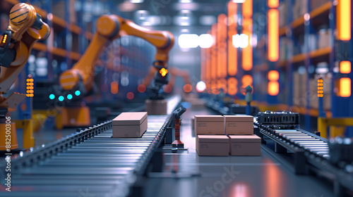 Wallpaper Mural Industrial robots in modern warehouses Torontodigital.ca