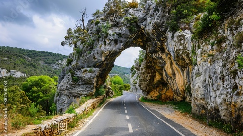 Famous road with arch in the rock called 