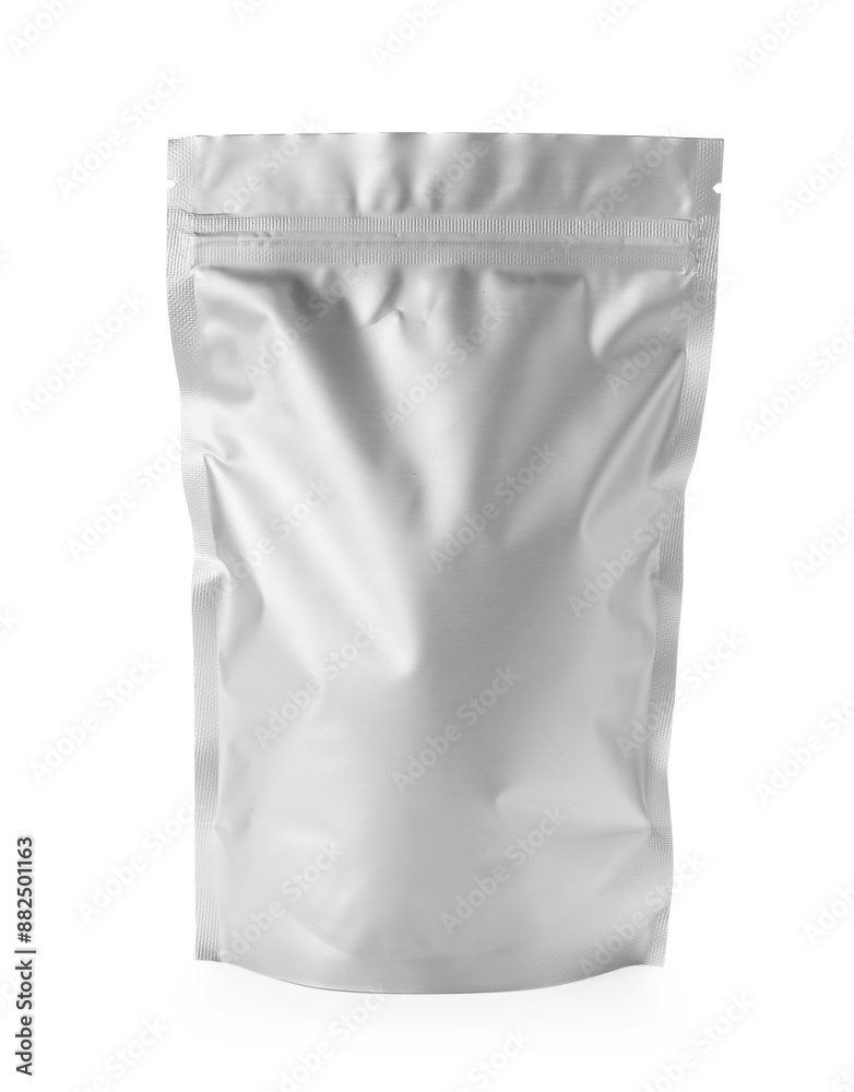 One resealable foil package isolated on white One resealable foil package isolated on white
