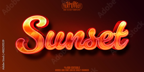 Sunset editable text effect, customizable dusk and twilight 3d font style