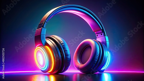 Vibrant headphones with customizable LED lights in various colors , technology, music, headphones, art, customizable