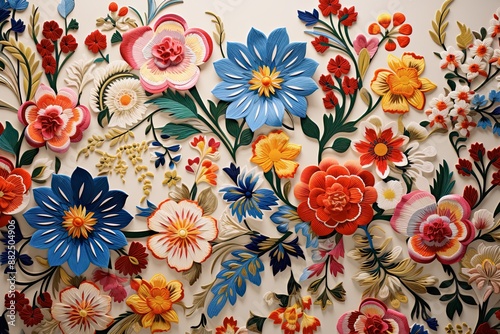 Explore the narrative woven into Portuguese Arraiolos embroidery photo