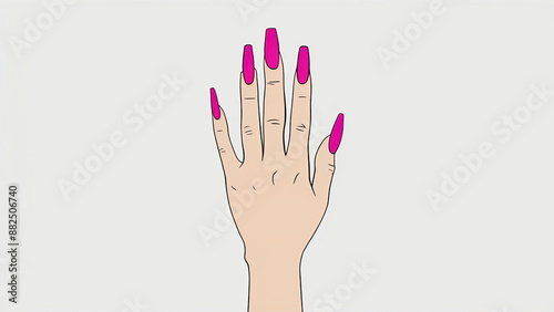 hand with hot pink dip or gel x or polish or acrylic nails manicure for a nail salon