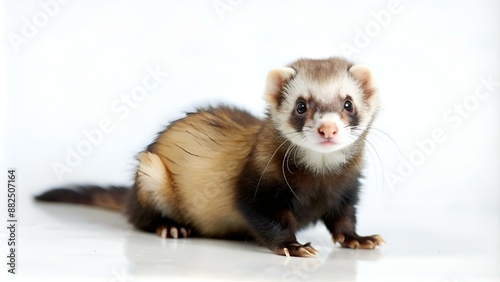 Ferret (Mustela putorius furo) on white background