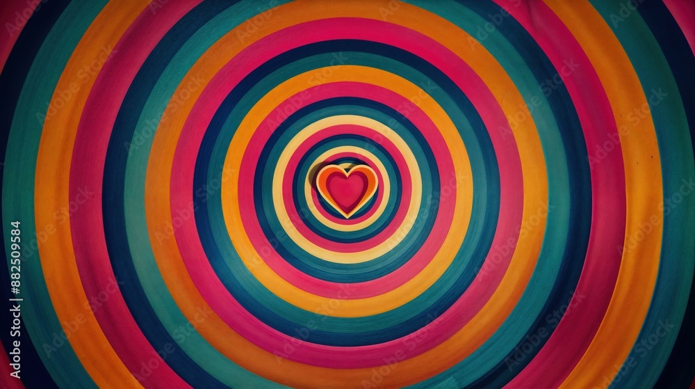 Psychedelic Heart In Colorful Concentric Circles Psychedelic Heart In Colorful Concentric Circles