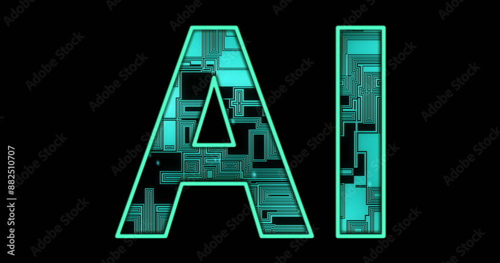 AI letters with circuit board design representing artificial intelligence technology AI letters with circuit board design representing artificial intelligence technology