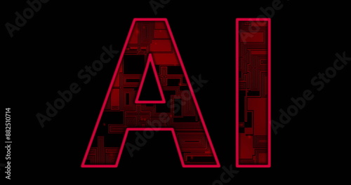 AI letters with circuit board design representing artificial intelligence technology