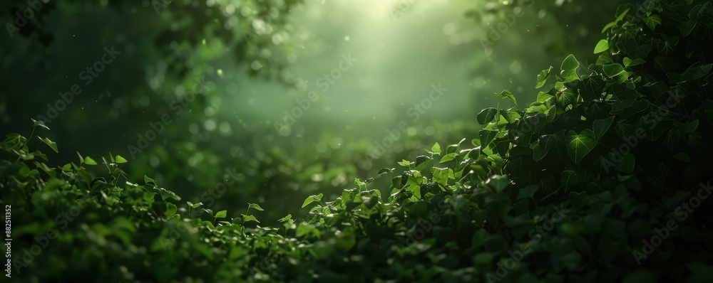 Lush green forest with sun rays shining through the canopy, serene and tranquil nature scene captured in ample sunlight. Lush green forest with sun rays shining through the canopy, serene and tranquil nature scene captured in ample sunlight.