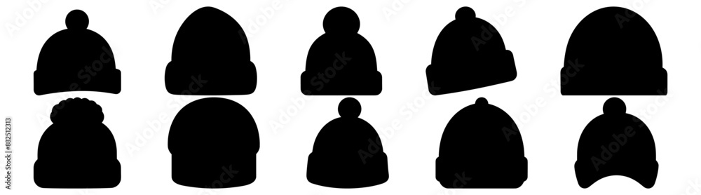Hat cap silhouette set vector design big pack of illustration and icon Hat cap silhouette set vector design big pack of illustration and icon