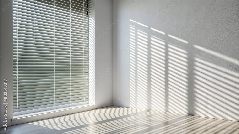 Obraz premium A large window in a room with a white wall and wooden floor