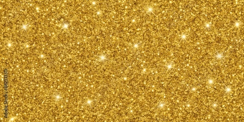 Seamless gold glitter texture isolated on golden background. Sparkle sequin tinsel yellow bling, gold, glitter, texture